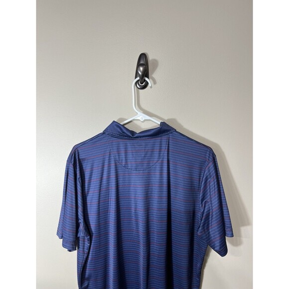 NFL Team Apparel New England Patriots Polo Navy Blue Striped Short Sleeves Large - Picture 7 of 10